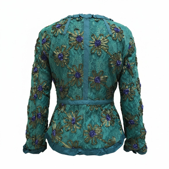 Marc Jacobs Floral Embroidered Jacket – Size 6 – Vintage/Archive – Green/Blue - Picture 4 of 11